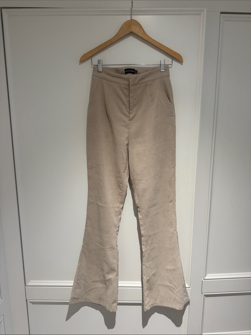 PrettyLittleThing Beige Flared High-Rise Trousers